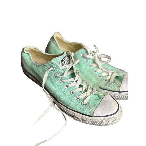 Converse All Star Low Top Sneakers Mint Green Mens 9 Womens 11 Canvas Casual Sho - Picture 2 of 7